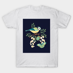 Blue Tit and Butterfly 2 T-Shirt